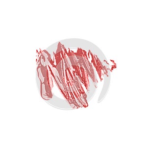 Insulated smear of lipstick. Liquid red lip gloss