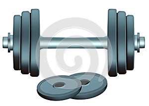 Insulated sports barbell on a background. Dumbbells