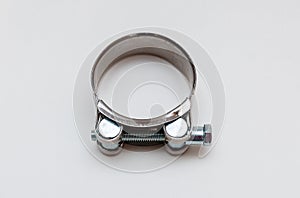 Insulated steel clamp on white background