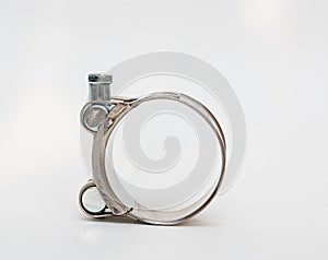 Insulated steel clamp on white background