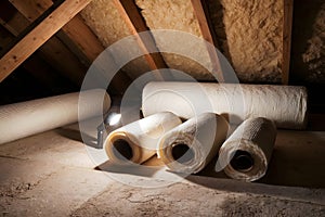 Insulation Rolls in an Attic Space