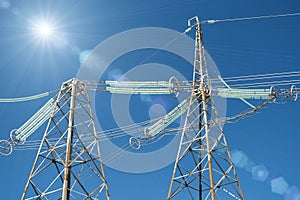 Insulators on high voltage electric power towers