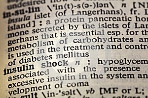 Insulin shock hypoglycemia book dictionary photo