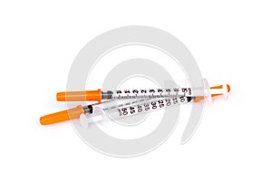 insulin syringe isolated on white