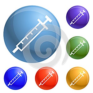 Insuline syringe icons set vector photo