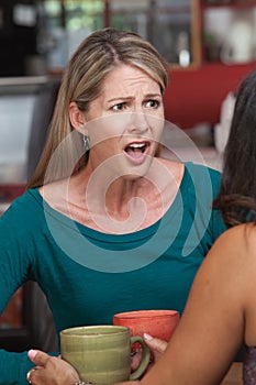 Insulted Woman with Friend in Cafe