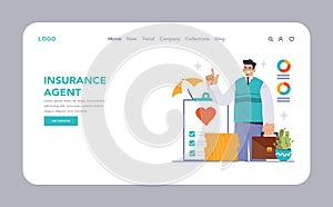 Insurance Agent concept. Flat vector illustration