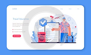 Insurance agent web banner or landing page. Idea of security and protection