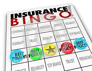 Insurance Bingo Choosing Best Policy Plan Coverage Premium