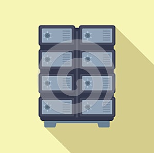 Insurance cases icon flat vector. Locker finance key