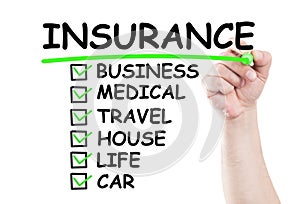Insurance checklist concept