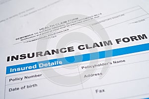 Insurance  claim accident car form, Car loan, insurance and leasing time concepts