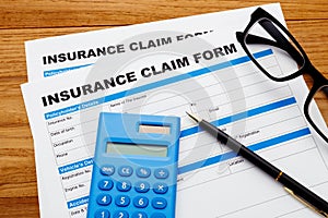 Insurance claim form with calculator