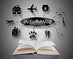 Insurance concept above a book