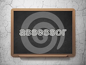 Insurance concept: Assessor on chalkboard background