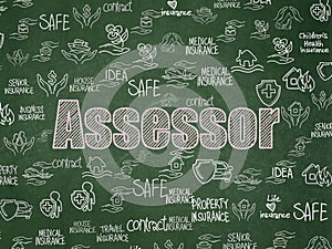 Insurance concept: Assessor on School board background