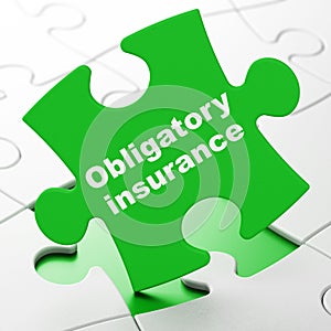 Insurance concept: Obligatory Insurance on puzzle background photo
