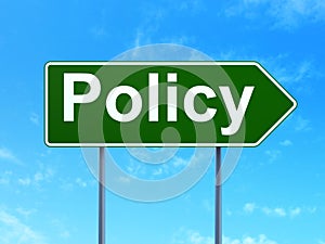 Insurance concept: Policy on road sign background
