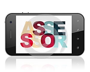 Insurance concept: Smartphone with Assessor on display