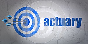 Insurance concept: target and Actuary on wall background