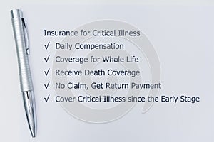 Insurance for Critical Illness.