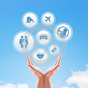 Insurance design over sky