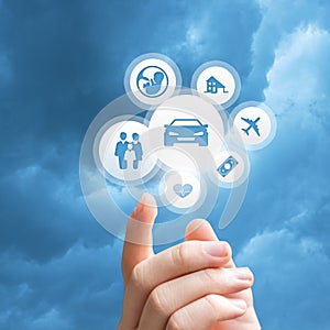 Insurance design over sky background