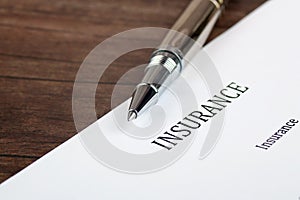 Insurance form on the desk in the office