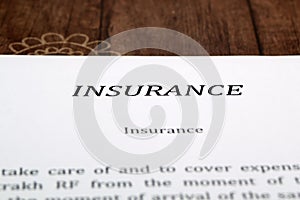 Insurance form on the desk in the office