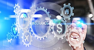 Insurance, health family car money travel Insurtech concept on virtual screen