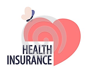 Insurance of Health with Red Heart as Security and Protection from Disease Vector Illustration