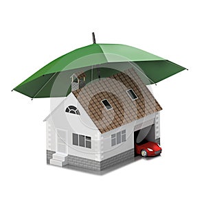 Insurance home, house, life, car protection. Buying house and ca