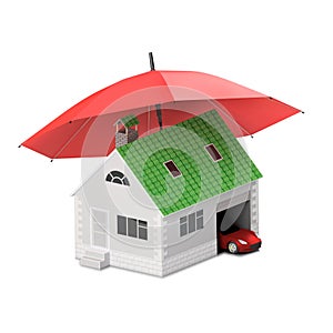 Insurance home, house, life, car protection. Buying house and ca