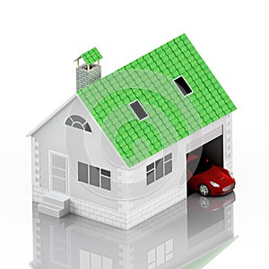 Insurance home, house, life, car protection. Buying house and car for family icon. Protect people Concepts. 3D illustration. Icon