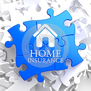 Insurance - Home Icon on Blue Puzzle.