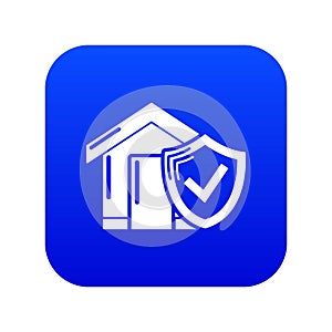 Insurance home icon blue vector
