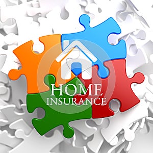 Insurance - Home Icon on Multicolor Puzzle.