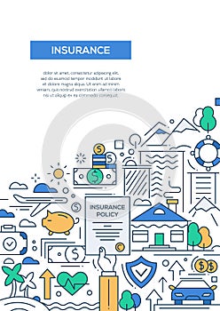 Insurance - line design brochure poster template A4