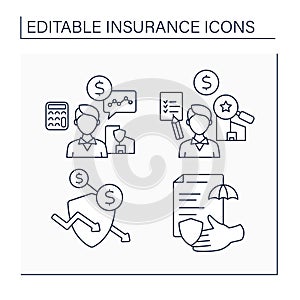 Insurance line icons set