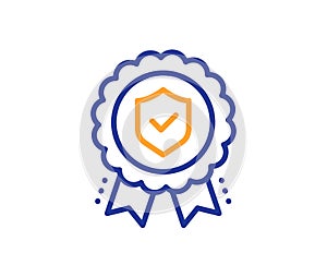 Insurance medal line icon. Certified risk coverage sign. Vector