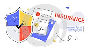 Insurance - modern colorful flat design style web banner