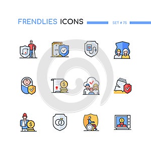 Insurance - modern line design style icons set