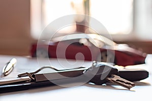 Insurance officers hand over the car keys after the tenant