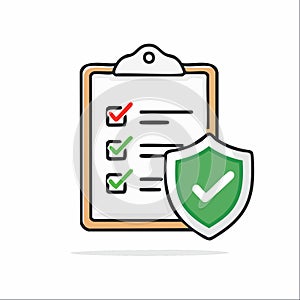 Insurance Policy Checklist and Protection Shield Icon