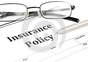 Insurance policy form on desk in office