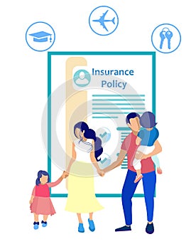 Insurance Policy and People on White Background.