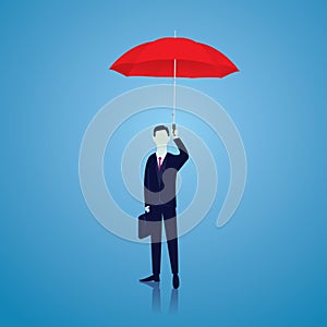 Insurance Protection Concept. Businessman and Umbrella. Vector