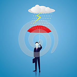 Insurance Protection Concept. Businessman and Umbrella. Vector