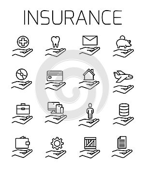 Insurance related vector icon set.