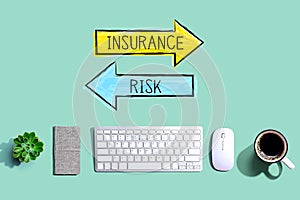 Insurance or risk with a computer keyboard